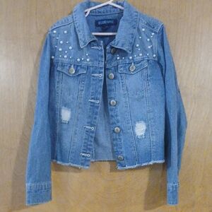 Girls' Blue Spice Blue Jean Jacket with Pearls